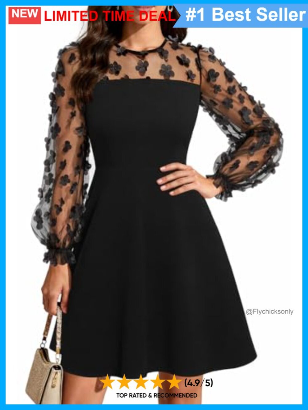 Lace Sleeve A-Line Cocktail Dress Wedding Guest Semi-Formal Knee Length